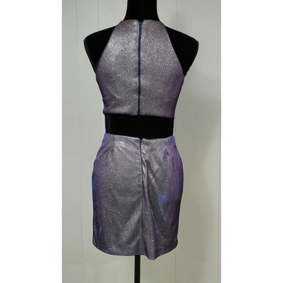 Glitter Bodycon Dress Metallic Shimmery Halter Style Prom HOCO Indie Sleaze Sz 5 - Picture 2 of 7
